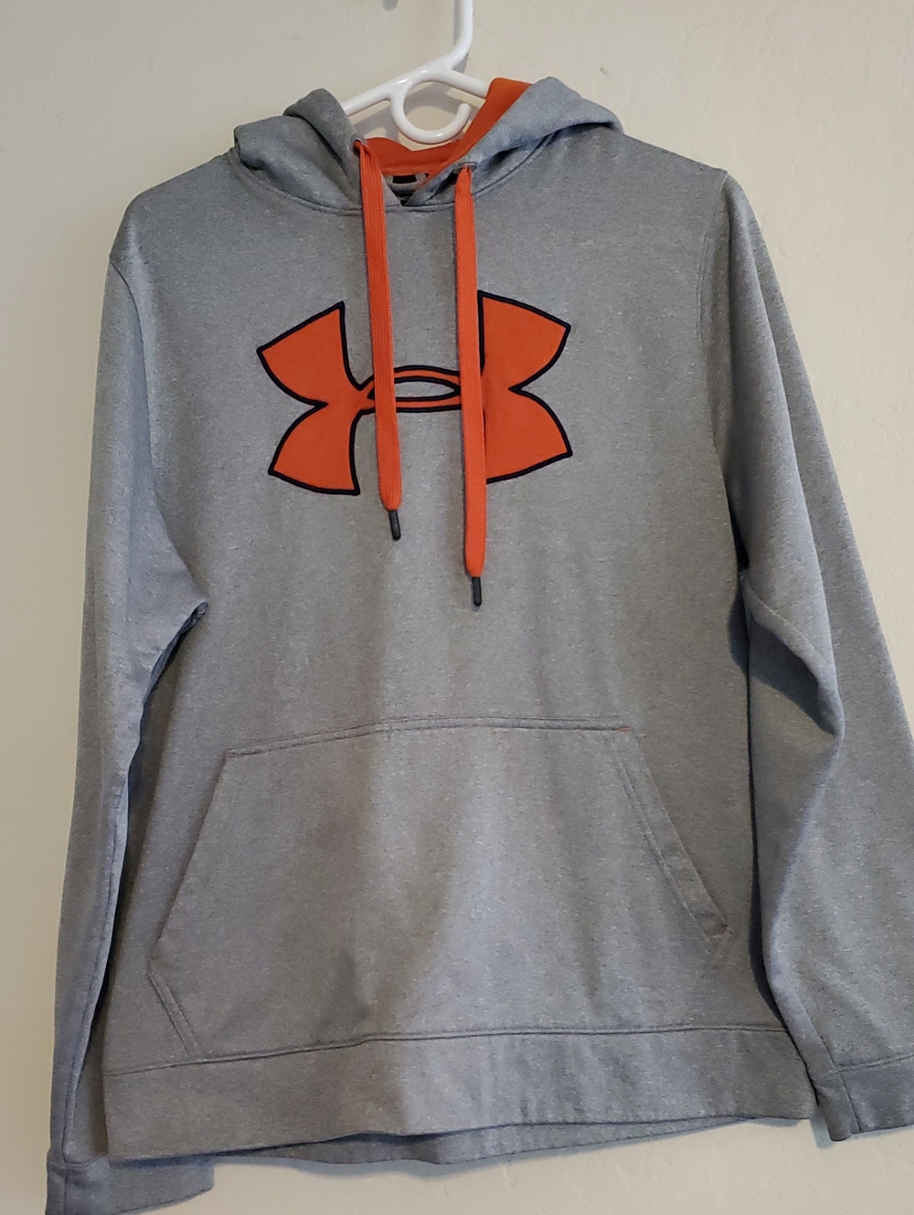 Under Armour Gray Hoodie with Orange Logo and Drawstrings